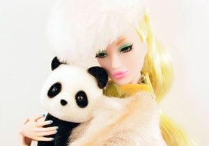 BLond Barbie with Panda