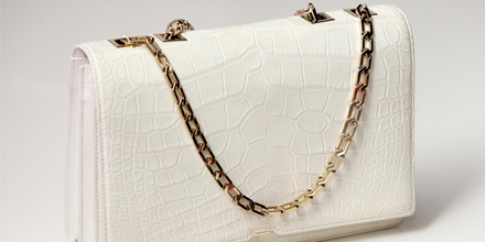 White crocodile handbag by Victoria Beckham