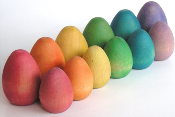 Rainbow dyed Easter eggs
